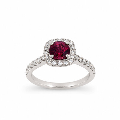 Bague Morphée Absolue or blanc et rhodolite