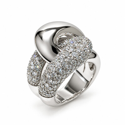 Bague or blanc et diamant 1.70 carat