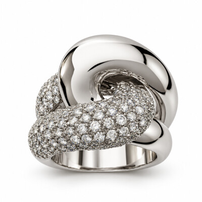Bague or blanc et diamant 1.70 carat