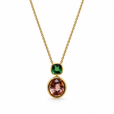 Pendentif Gioco Tsavorite et Tourmaline pêche