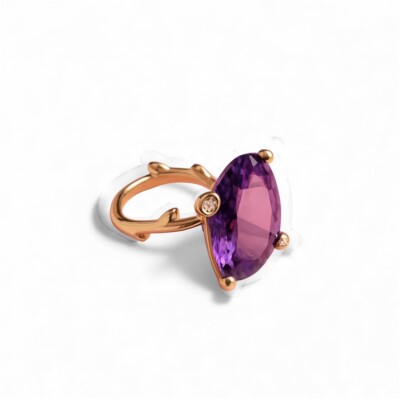 Bague Améthyste en or rose et diamants
