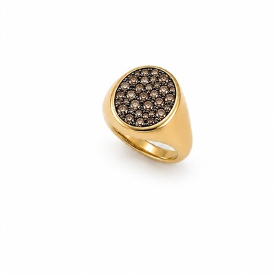 BAGUE OR JAUNE DIAMANTS BRUNS