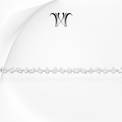 RIVIÈRE 17 RECTANGLES OR BLANC DIAMANTS