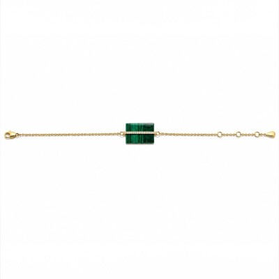 BRACELET ETIQUETTE MALACHITE & DIAMANTS
