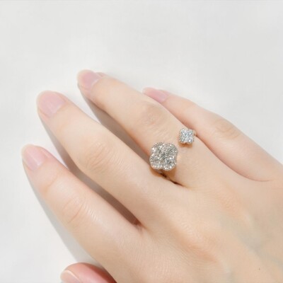 BAGUE OUVERTE TOI & MOI TREFLES DIAMANTS