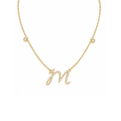 COLLIER LETTRE M DIAMANTS - COLLECTION EMPREINTE