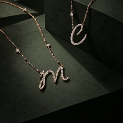 COLLIER LETTRE M DIAMANTS - COLLECTION EMPREINTE