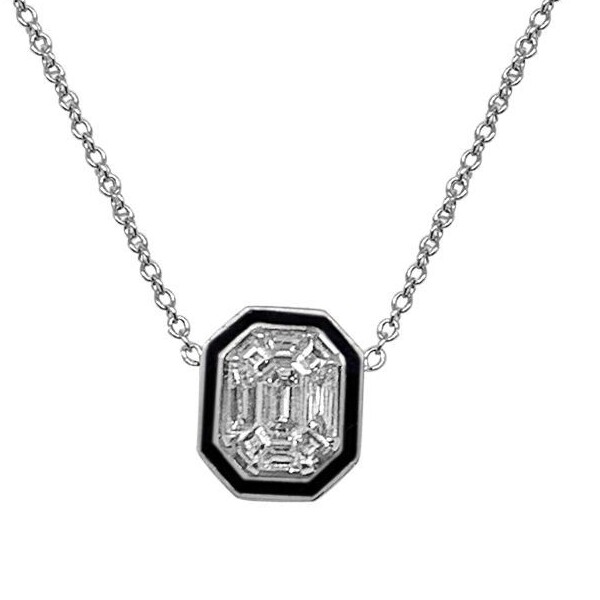 Collier Veron Roques 1930 diamant et émail noir