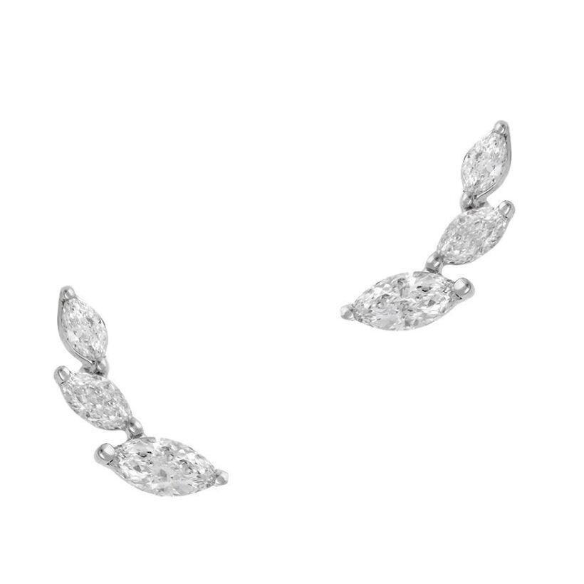 Boucles d'oreilles Veron Roques arc diamants navettes