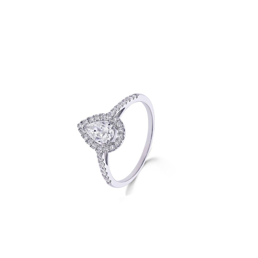 Bague Veron Roques diamant poire serti brillants