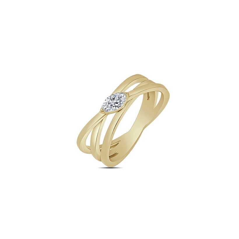 Bague Veron Roques diamant sur fils plats