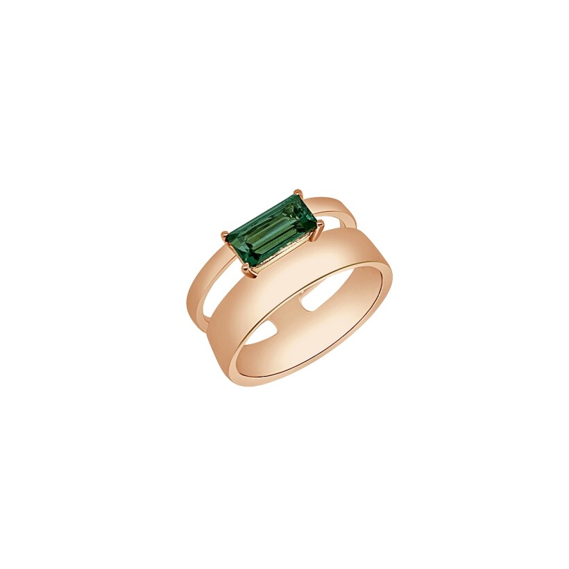 Bague Veron Roques Street en or rose et quartz vert