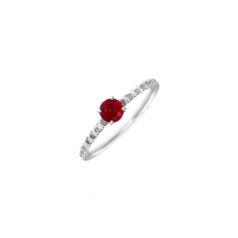 Solitaire Veron Roques rubis et diamants