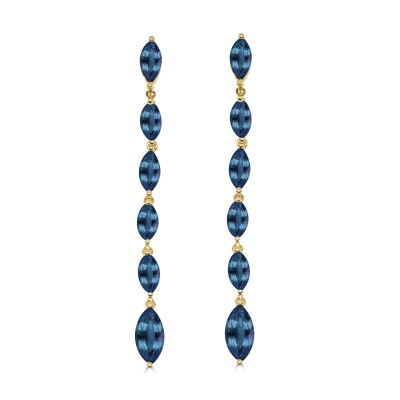 Boucles d'oreilles Veron Roques Prusse en or rose et topaze Blue London
