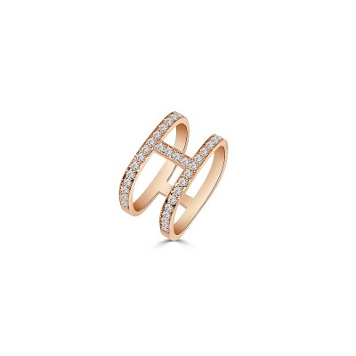 Bague Veron Roques H en or rose et diamants