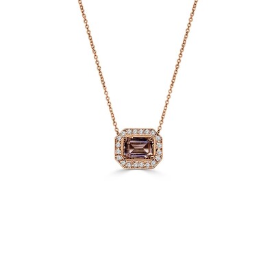 Collier Veron Roques en or rose, morganite et diamants