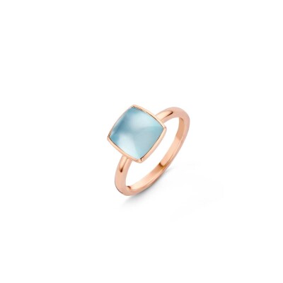 Bague Veron Roques Cabochon en or rose et topaze Sky Blue sur nacre