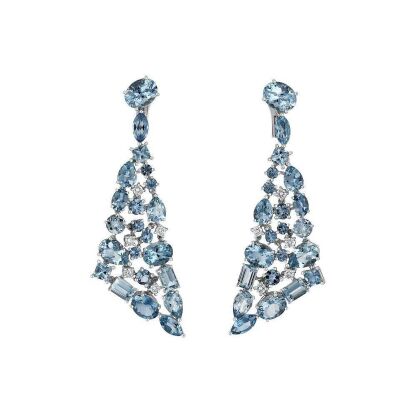 Boucles d'oreilles Veron Roques Ciel en or blanc, aigues marines et diamants