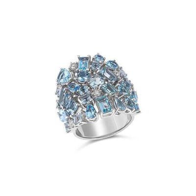 Bague Veron Roques Ciel en or blanc, aigues marines et diamants