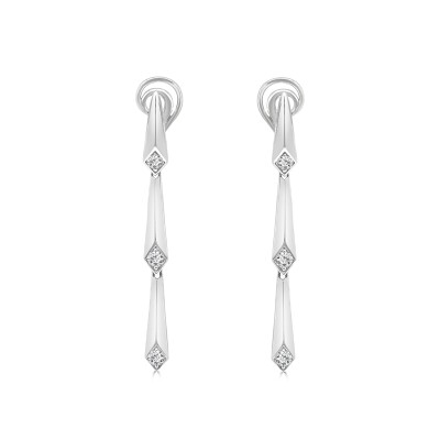 Boucles d'oreilles Veron Roques Pampilles en or blanc et diamants