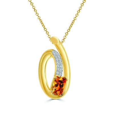 Collier Veron Roques Spirale en or jaune, citrine et diamants