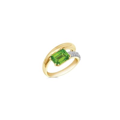 Bague Veron Roques Spirale en or jaune, péridot et diamants