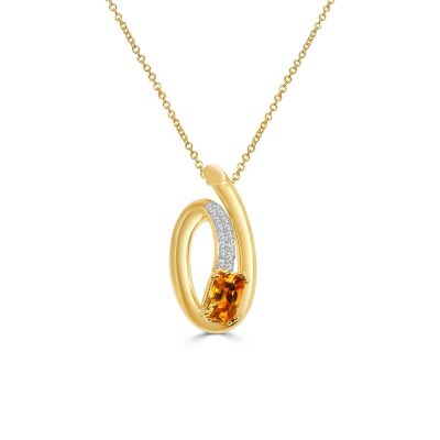 Collier Veron Roques Spirale en or jaune, citrine et diamants