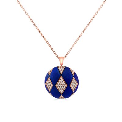 Collier Veron Roques Arlequin en or rose, titane bleu et diamants