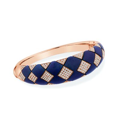 Bracelet Veron Roques Arlequin en or rose, titane bleu et diamants