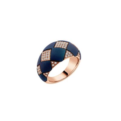 Bague Veron Roques Arlequin en or rose, titane bleu et diamants