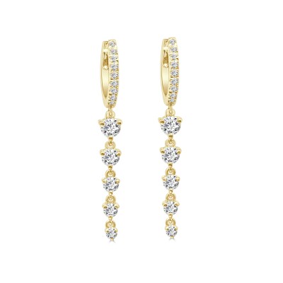 Boucles d'oreilles Veron Roques Ondée en or jaune et diamants
