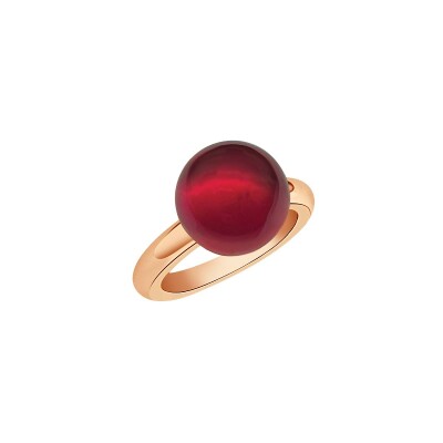 Bague Veron Roques Cardinal en or rose et quartz sur racine de rubis