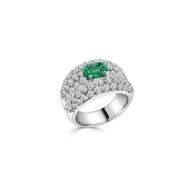 Bague Veron Roques Canopée en or blanc, émeraude et diamants