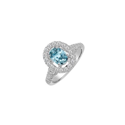 Bague Veron Roques Absolue en or blanc, topaze bleue et diamants