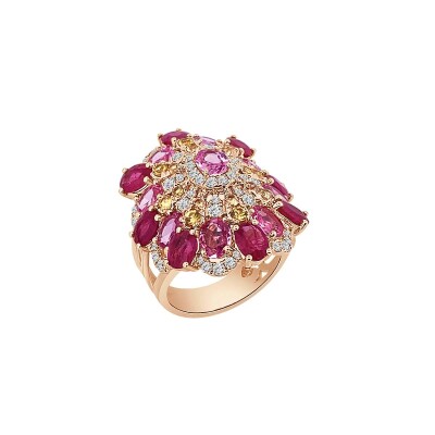 Bague Veron Roques Cocktail en or rose, saphirs et diamants