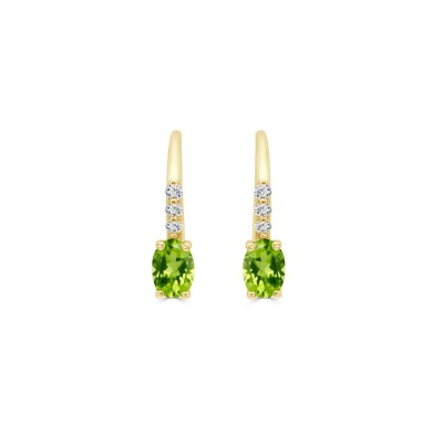 Boucles d'oreilles Veron Roques Grace en or jaune, péridot et diamants