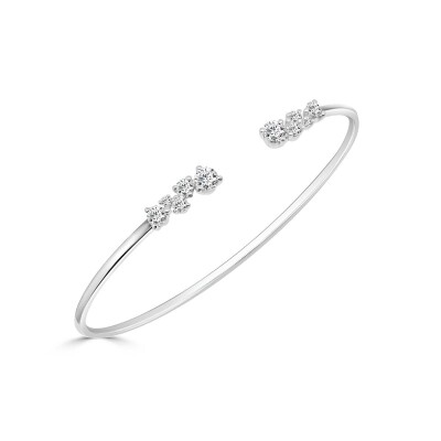 Bracelet jonc Veron Roques Flora en or blanc et diamants