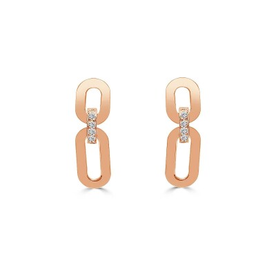 Boucles d'oreilles Veron Roques Link en or rose et diamants