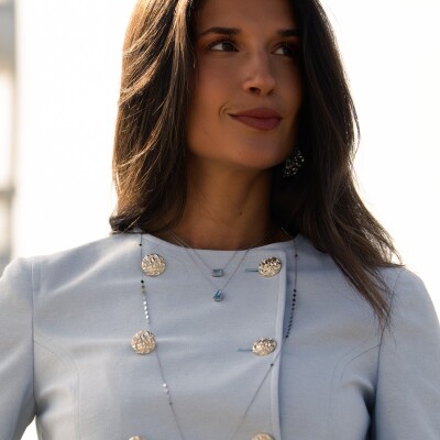 Pendentif Veron Roques Dolce en or blanc et aigue marine