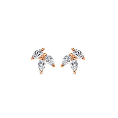 Boucles d'oreilles Veron Roques Navettes en or rose et diamants