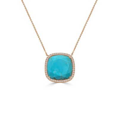 Collier Veron Roques Sunset en or rose, turquoise et diamants