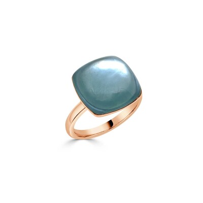 Bague Veron Roques Acqua en or rose, chrysoprase, nacre et cristal de roche