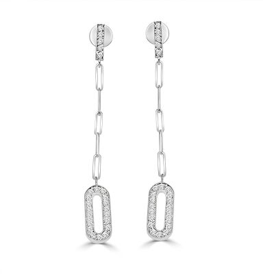 Boucles d'oreilles Veron Roques en or blanc et diamants