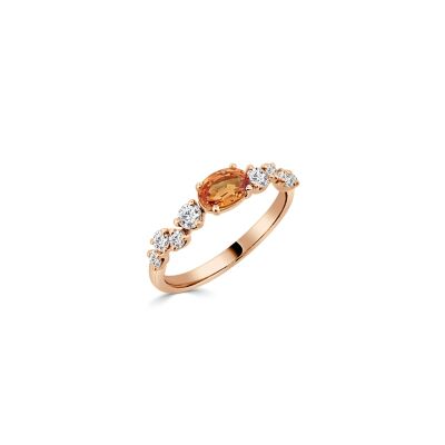 Bague Veron Roques Sweety Mini en or rose, saphir orange et diamants