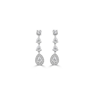 Boucles d'oreilles Veron Roques Impériales en or blanc et diamants