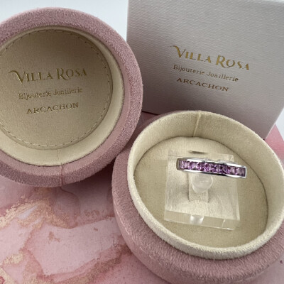 Bague or blanc saphir rose