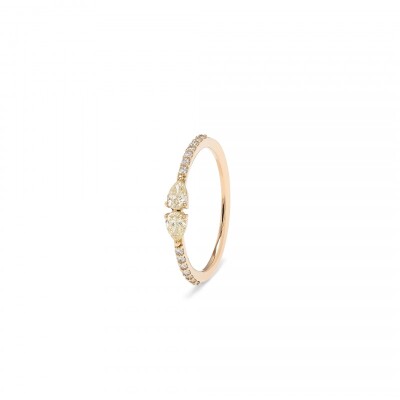 Bague or jaune 750millièmes diamants jaunes et blancs