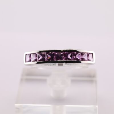 Bague or blanc saphir rose