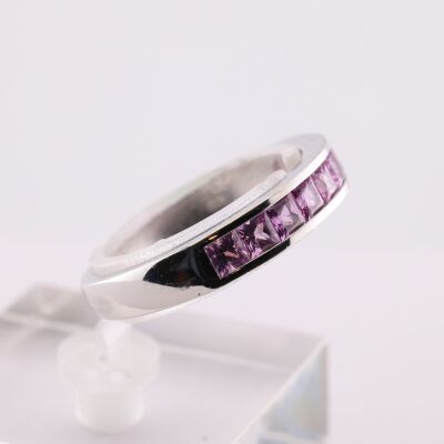 Bague or blanc saphir rose