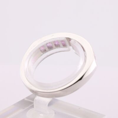 Bague or blanc saphir rose